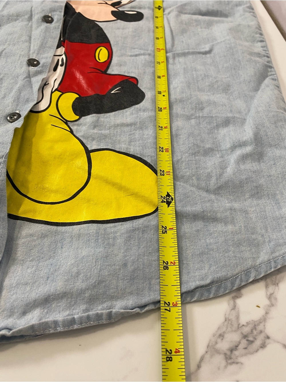 Vintage Disney Mickey Mouse Denim Cotton Sleeveless Button Up Shirt XL Y2K - Picture 7 of 8